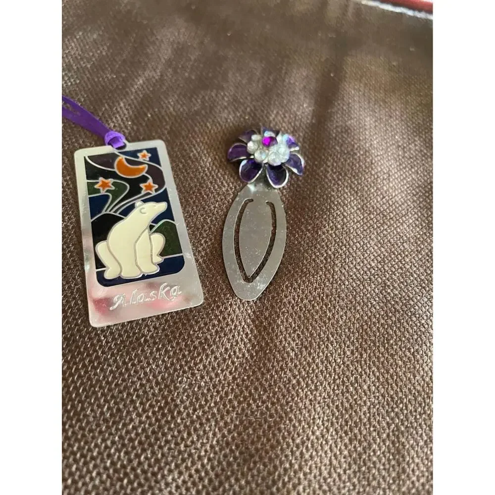 bookmarks x2 alaska and purple rhinestones